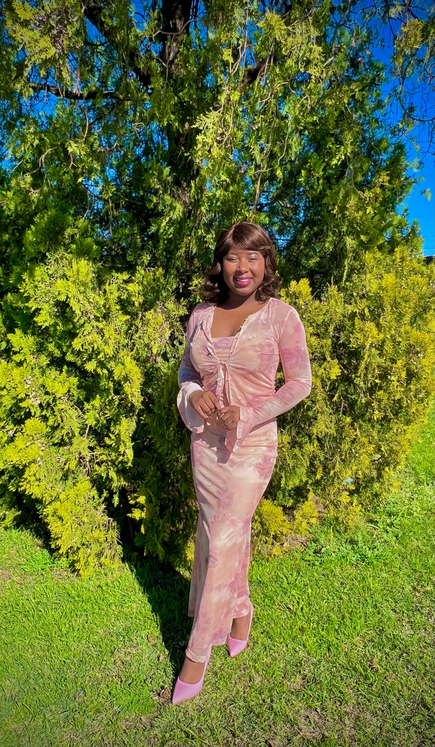 Floral Lavendar and Pink Midi Length 2 Piece Set