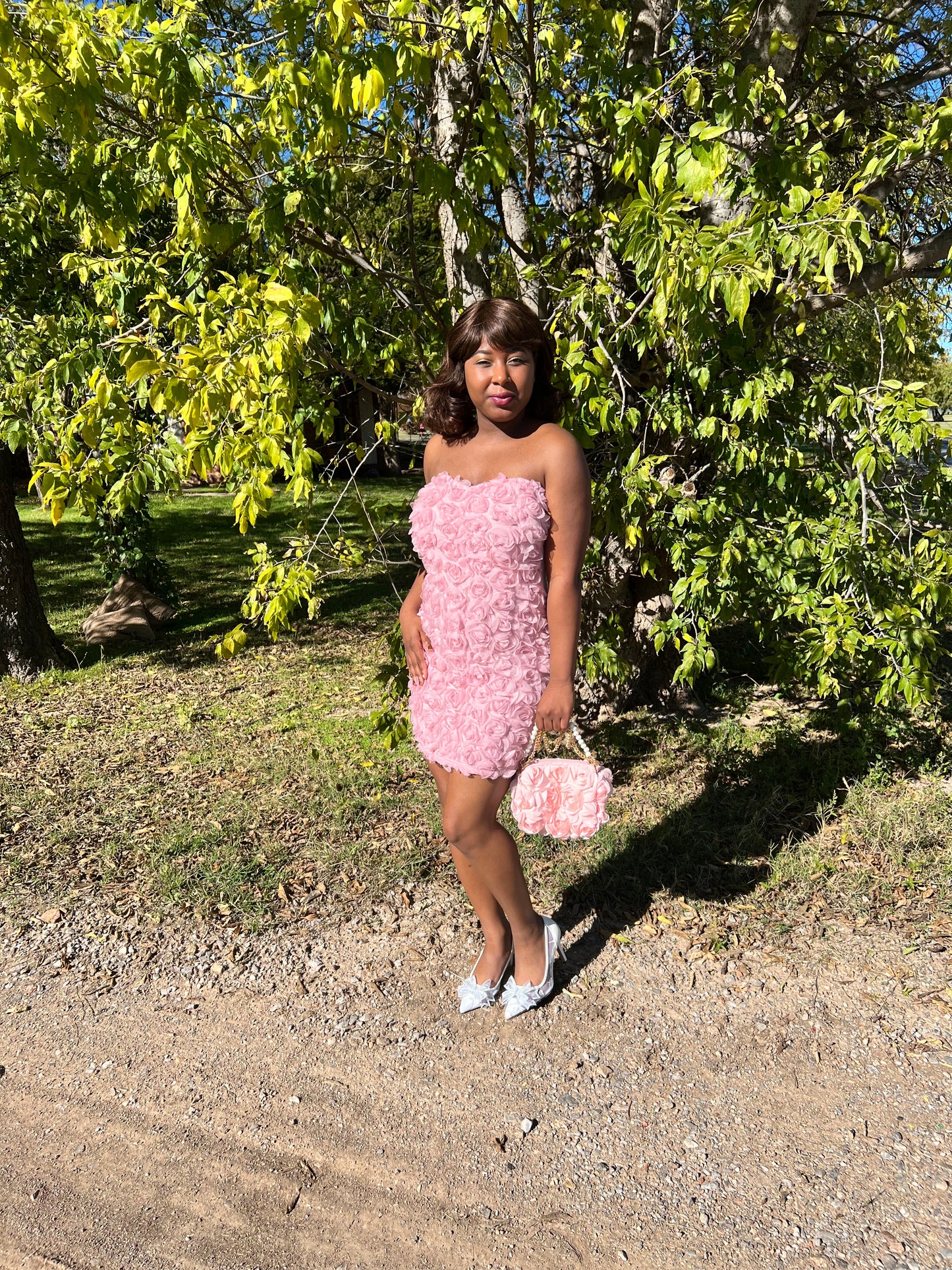 3D Floral Print Body Con Dress